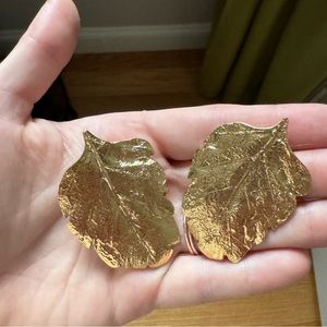 Sezane gold leaf earrings